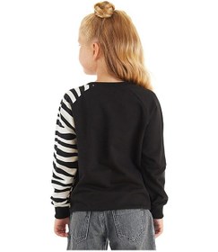 Resim Denokids Fırfırlı Zebra Kız Çocuk Siyah Sweatshirt Mint 
