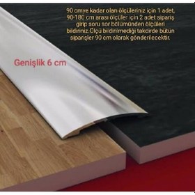 Resim Geniş Alüminyum 6 Cm Kapı Eşik Profili, Parke Çıtası, Kapı Eşiği, Mat Gümüş Gri 90 Cm 