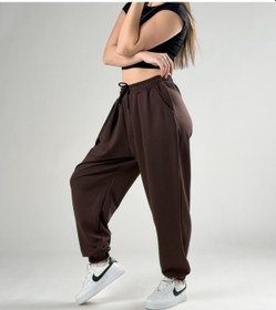 Resim Pileli Kahve Kadın Jogger Pantolon Coc2848 Kahverengi 