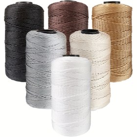 Resim 6 adet naylon iplik seti, her demet için 1.5 mm x 219 yarda, şapka, çanta, kolye, el sanatları ve diğer renkler için dokunmak için kullanılır 