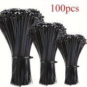 Resim 100 adet Ağır Hizmet Tipi Siyah Naylon Bağcıklar - 13.61KG Çekme Dayanımı, Kendinden Kilitli Kablo Düzenleyiciler (10.16cm/15.24cm/20.32cm) İç/Dış Mekan Kullanımı için - Kabloları, Bitkileri ve Daha Fazlasını Sabitlemek için Dayanıklı Bağlama İpleri, İç Mekan Organizasyonu | Pratik Tasarım | Güvenilir Bağlantı, Kablo Tutucu 
