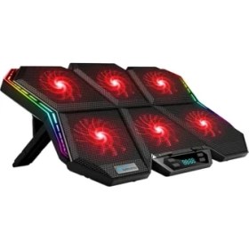 Resim Lidyahan Store 6 Fanlı Rgb Işıklı Dijital Ekranlı Laptop Soğutucu Stand, 7 Kademeli Yükseklik Ayarlı Süper Soğutucu Stand 