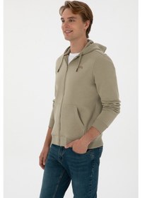 Resim U.S. Polo Assn. Erkek Regular Fit Açık Haki Şardonlu Örme Hırka 50313755-VR183 