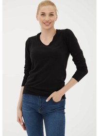 Resim Fashion Friends Kadın Kazak Siyah 24k0778k1 25ke21000001 E2105 Siyah 