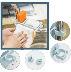 Resim River World Musluğa Takılan Sünger Havlu Askılı Sabun Hazneli Mutfak Banyo Lavabo Düzenleyici Organizer 