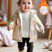 Resim Sonbahar ve Kış Stili - Kız Çocukları İçin 0-3 Yaşlı Polar Astarlı Fermuarlı Kapüşonlu Ceket 