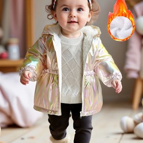 Resim Sonbahar ve Kış Stili - Kız Çocukları İçin 0-3 Yaşlı Polar Astarlı Fermuarlı Kapüşonlu Ceket 