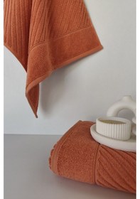 Resim %100 Pamuk 2'li El Havlusu Yumuşak Dokulu, Su Emici, Şık Tasarım Kiremit Kıremıt Kiremit 