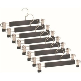 Resim Nyn Ahşap Askı Mandallı Pantolon Etek Askısı Siyah Renk 8 Adet Siyah 