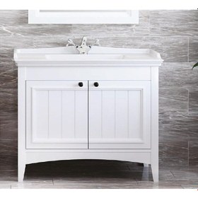 Resim Denko Helena 100 Cm Mdf Beyaz Banyo Dolabı Alt Modül Ve Lavabo 