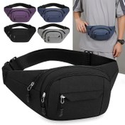 Resim Şık Erkek Nylon Bel Çantası - Ayarlanabilir Askılı, Çoklu Fermuarlı Cepli Büyük Kapasiteli Fanny Pack, Günlük Kullanım ve Spor İçin Outdoor Bel Çantası, Siyah, Çok Fonksiyonlu Seyahat Çantası | Kore Tarzı Sırt Çantası 