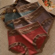 Resim 3 Parça Karışık Renk Yüksek Bel Büzgülü Kalın Kumaş Rahat Nefes Alabilen Kadın Külot 