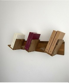 Resim Doğal Ahşap Kitaplık, Dekoratif Tasarım Ahşap Vintage Kitaplık Koyu Meşe 