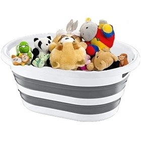 Resim Katlanabilir Çamaşır Sepeti - 27 Litre Hacim Açık Ahşap 