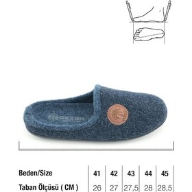Resim Gezer Erkek Kışlık Keçe Çıkarılabilir İç Taban Rahat Ev Bahçe Gondol Terlik Lacivert 