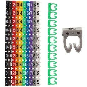 Resim Ayt Sunup 0-9 Dijital Kodlu Renkli Kablo İşaretleyici 4 Mm Kablo Numaratörü 100 Adet Klipsli 