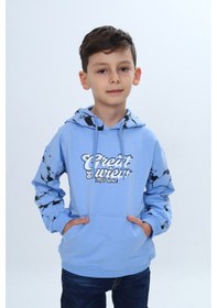 Resim Toontoy Kids Toontoy Erkek Çocuk Great 98 Wiew Yazı Baskılı Sweatshirt Mavi 