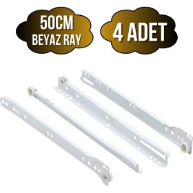 Resim DS Yapı Beyaz Metal Çekmece Rayı Tekerlekli Mobilya Dolap Çekmece Rayı(Beyaz)(Takım)(Metal) 