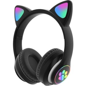 Resim Pazariz Rgb Işıklı Kedi Kulak Kulaküstü Bluetooth Kulaklık Siyah 