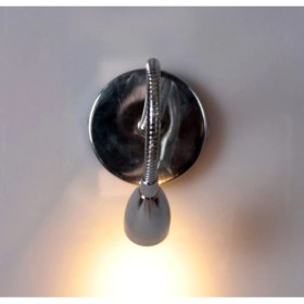 Resim Mediterian Hareketli gümüş renkli okuma lambası, yatak başı aplik, LED ışıklı tasarım, dayanıklı metal 