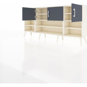 Resim Arges Konsol 9 Raflı 3 Kapaklı 176x30x83 Aytaşı-antrasit/aytaşı Antrasit/aytaşı 