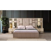 Resim mobilyabazari Bahar Yatak Odası 160*200 Cm Başlıklı Bazalı Karyola (vizon-bej)) 
