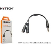 Resim Hytech HY-X77 Siyah Audio + Mic to 3,5mm 0.15m Kulaklık Çevirici 