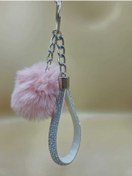 Resim Gümüş Angel Anahtarlık Minik Ponpon Pudra Pembe Ponpon 