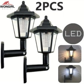 Resim 2 adet Vintage Altıgen Güneş Fenerleri, Cilalı Metal Kaplama ile Dış Mekan LED Duvar Aplikleri, Güneş Enerjili Nikel Pil, ≤36V Çalışma Gerilimi, ABS Malzeme, Yollar ve Bahçeler için Dekoratif Güneş Sokak Lambaları, Asılı Güneş Işıkları 