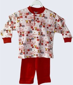Resim Türen 709 Kırmızı Çocuk Baskılı İnterlok Pijama Takımı 