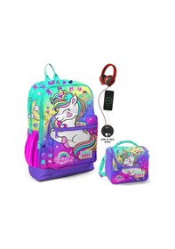 Resim Coral High Su Yeşili Lavanta Unicorn Okul Ve Beslenme Çantası Set 