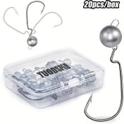 Resim TUODSPLU Reggie Head Olta iğneleri - 20 parçalık Kurşun Ofset İğne Seti, Yosunlu ve Tıkanmayan, Tatlı ve tuzlu su balıkçılığı için uygun, Levrek ve Panfish için tasarlandı, çeşitli ağırlıklarda mevcuttur: 2G, 3.5G, 5G, 7G, 10G, 14G. 