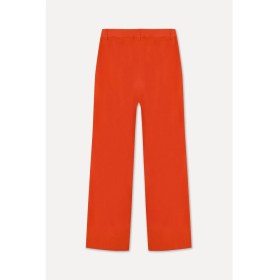 Resim Mudo Kadın Kırmızı Straight Fit Keten Karışımlı Pantolon 