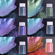 Resim 5G Chameleon Pigment Tozu - DIY Epoksi Reçine, Sanat ve El Sanatları için Iridiscent Pearlescent Glitter - Lavanta, Mavi, Yeşil, Mor, Turuncu, Kırmızı ve Sarı gibi canlı renkler 