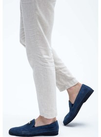 Resim Giampiero Nicola Erkek Hakiki Deri Lacivert Loafer Ayakkabı 664 L40269a Erk Ayk Y23 Navy Lacivert 