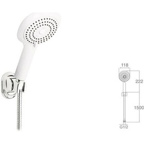 Resim Mafsallı Duş Seti + 3 Fonksiyonlu El Duşu Beyaz 