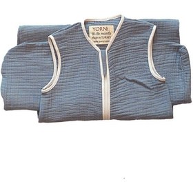 Resim Yorni Denim Yazlık Ve Mevsimlik 4 Kat Müslin Torba Uyku Tulumu Koyu Gri 