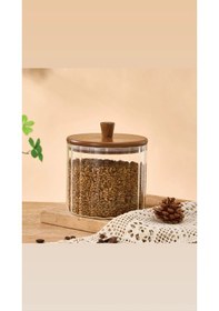 Resim Akasya Cam Kavanoz 1380 Ml-akasya Kapaklı Büyük Boy Kavanoz-mien Baharat, Bakliyat, Kahve Kavanozu Kahverengi - Şeffaf 