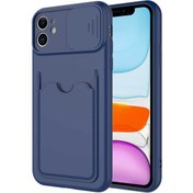 Resim Apple iPhone 11 Uyumlu Kılıf ​sürgülü Lens Koruma Kart Bölmeli Fit Özel Koleksiyon Case 