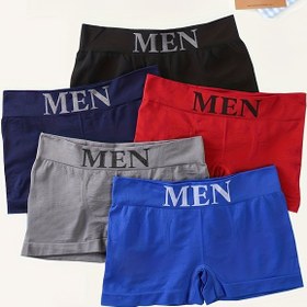 Resim Erkekler için 5'li Paket Dikişsiz Ultra İnce Yüksek Esneklik Rahat Boxer Külot - Nefes Alabilir, Hızlı Kuruyan, İlkbahar/Yaz Streç Kumaşı 