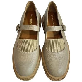 Resim Tufan Shoes Bej Hakiki Deri Üst Kısmı Lastikli Babet Bej 