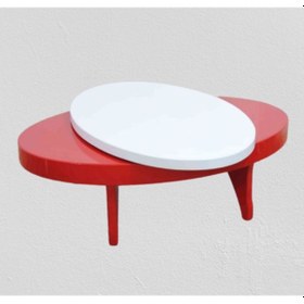 Resim Döner Orta Sehpa Oval Rus Tarz Model Kayın Retro Ayak Kırmızı 