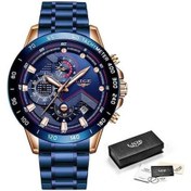 Resim Novahub Lıge 2020 Yeni Moda Erkek Saatler Paslanmaz Çelik Üst Marka Lüks Spor Kronograf Quartz Saat Erkekler Relogio Masculino Mavi Mavi 