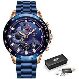 Resim Novahub Lıge 2020 Yeni Moda Erkek Saatler Paslanmaz Çelik Üst Marka Lüks Spor Kronograf Quartz Saat Erkekler Relogio Masculino Mavi Mavi 