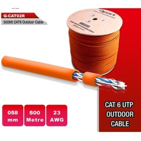 Resim Qport Q-cato2r 500mt Utp Cat6 Outdoor Network Kablo Turuncu 23awg 0.58mm 