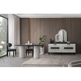 Resim Tarsus Mdf Yemek Odası Takımı Antrasit 