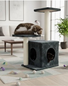 Resim Reyo Pet Çift Basamaklı Yuvalı Kedi Tırmalaması Antrasit 