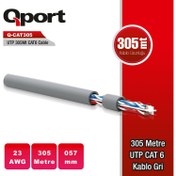 Resim Qport Q-CAT6 305 mt. UTP 23Awg 0,57mm Gri Network Ağ Kablosu 