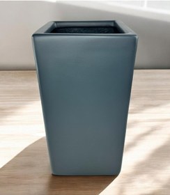 Resim Fiber Saksı Antrasit Dik Dörtgen Vazo Dekoratif Saksı Fiberglas 25 25 50cm 