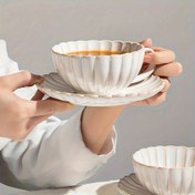 Resim Japonca Seramik Kahve Fincanı ve Tabak Seti, El Yapımı Retro Tasarım, Tekrar Kullanılabilir, Aile Kullanımı İçin Mükemmel, Elde Yıkanmalıdır 